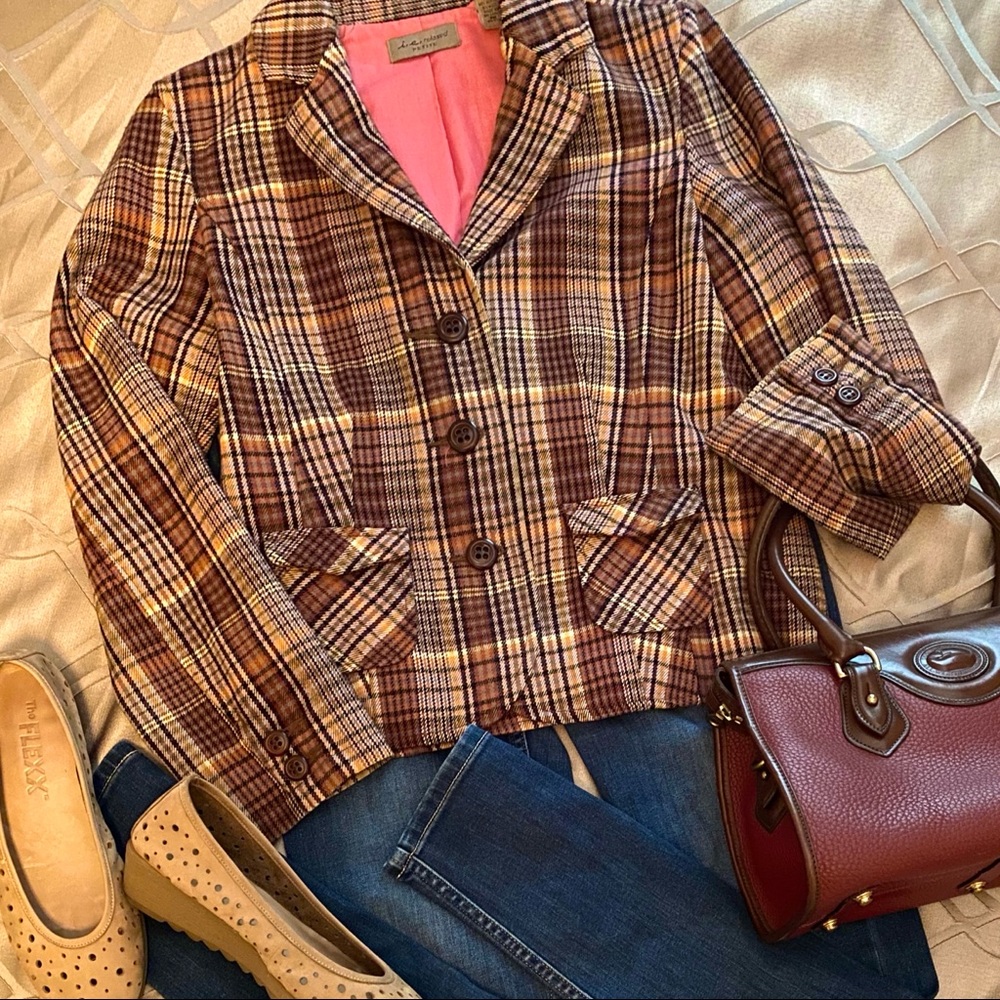 Brown Plaid Blazer by i.e. Relaxed Petite Medium